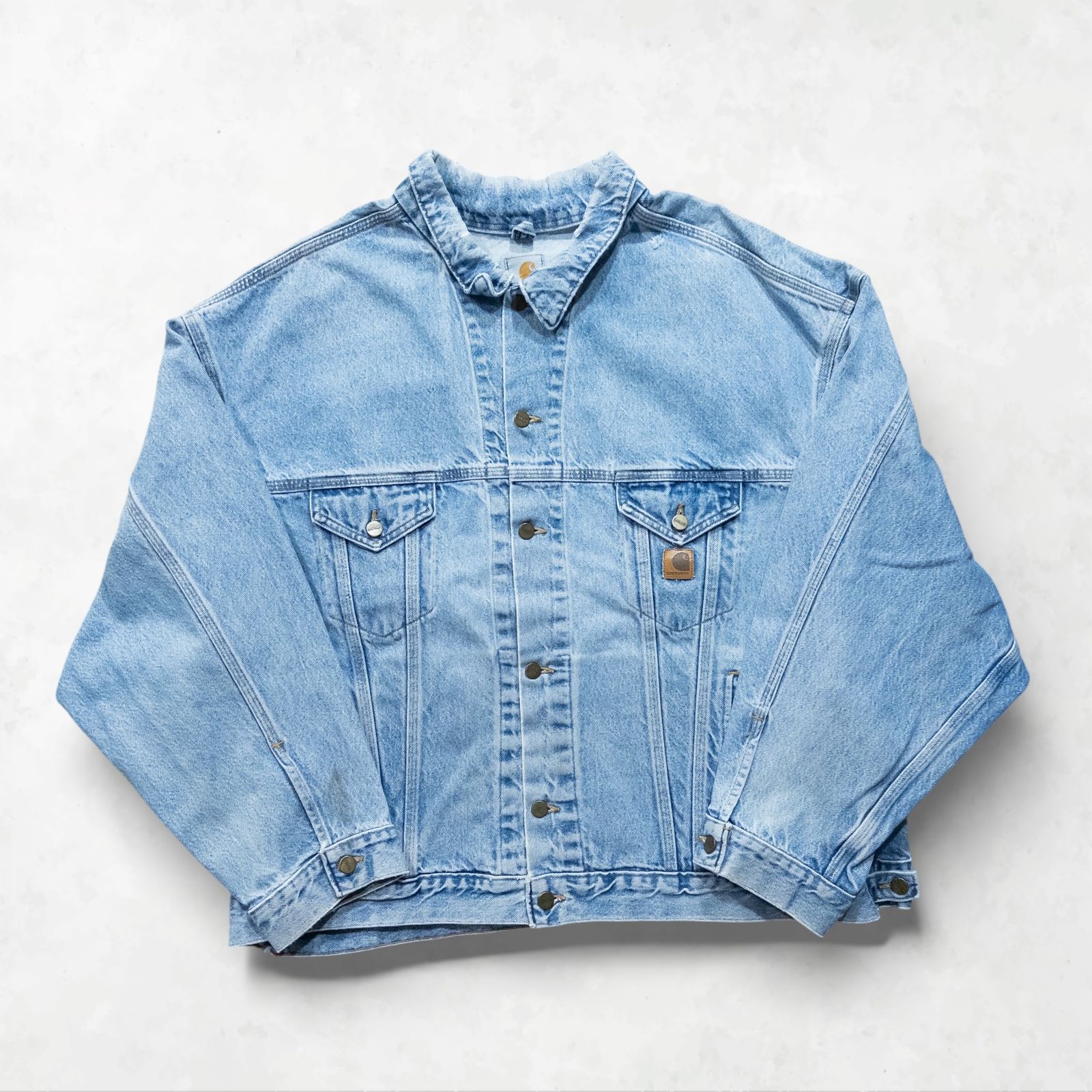90s Carhartt デニムジャケット アイスブルー ダメージ加工 - メルカリ