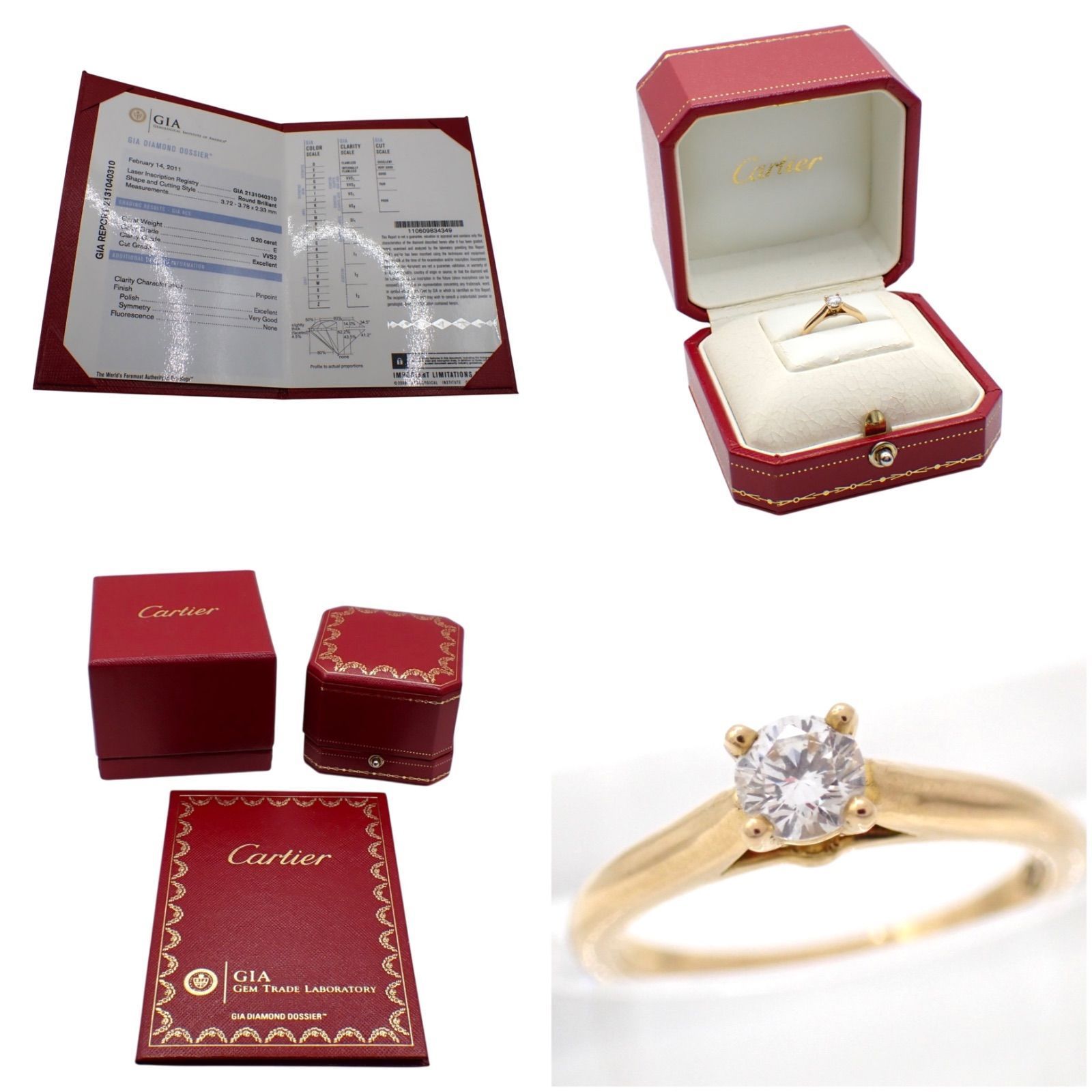 新品仕上げ済み Cartier カルティエ 45 0.20ct ソリテール 1895 E VVS2 