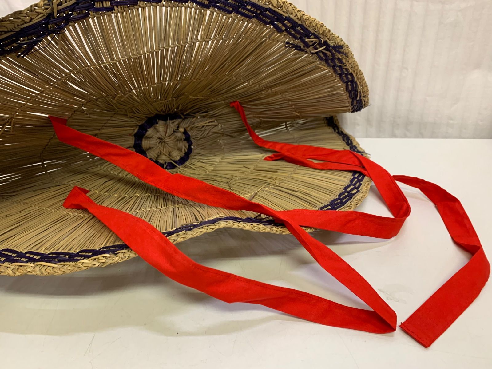 おけさ笠 編み笠 折編笠 おり編笠 赤紐 日本舞踊 阿波踊り 直径56cm 