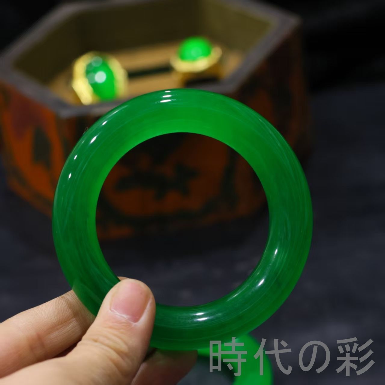 聚寶齋*冰種翡翠*細密彫*松下老人紋*山水擺件】極細工 古賞物 中国古玩