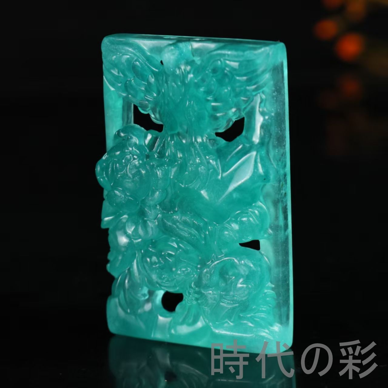 中国古美術 翡翠 高氷種 観音彫 大型ペンダント 旧蔵 手彫 天然石 お守り 高冰種翡翠大鵬展翅彫刻牌』中国古美術ミャンマー天然翡翠大鵬紋精工