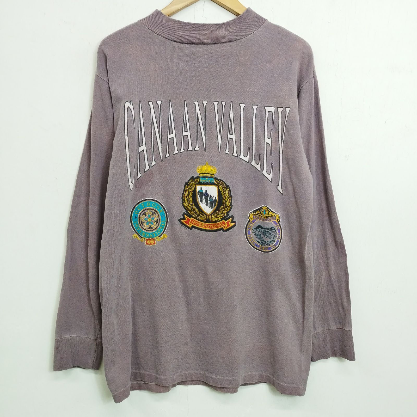 90s CANAAN VALLEY ロンT 長袖 Tシャツ USA製 CYRK ダスティパープル 