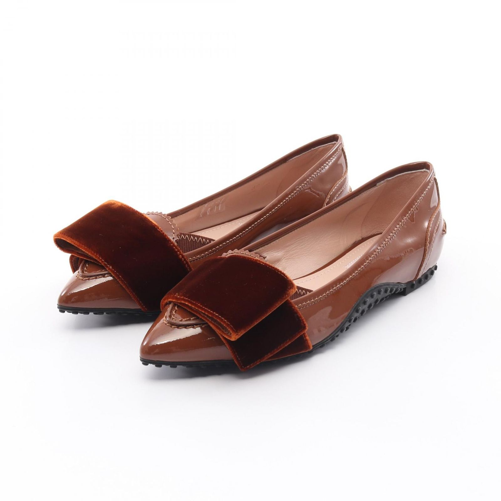 トッズ TOD'S レディース パテントレザー ファブリック 靴 ブラウン系