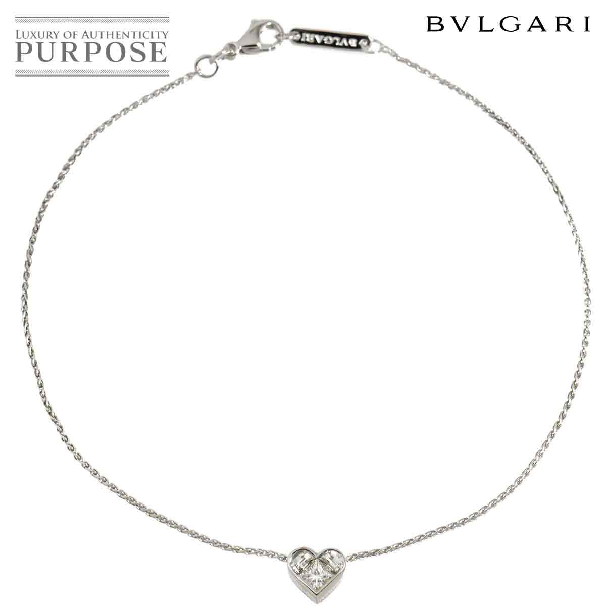 ブルガリ BVLGARI クオーレ ハート ダイヤ アンクレット ブレスレット 24cm K18 WG ホワイトゴールド 750 Diamond Bracelet 90311353