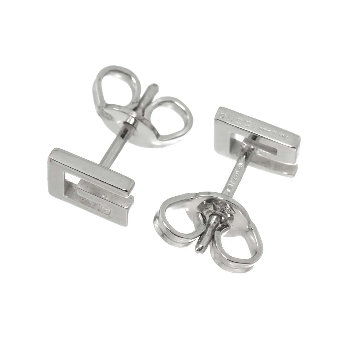 グッチ GUCCI G ロゴ ピアス K18 WG ホワイトゴールド 750 Earrings 