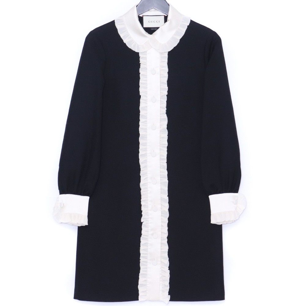 GUCCI フリルシルクワンピース サイズ38 ブラック 414515 ZGM88 - メルカリ