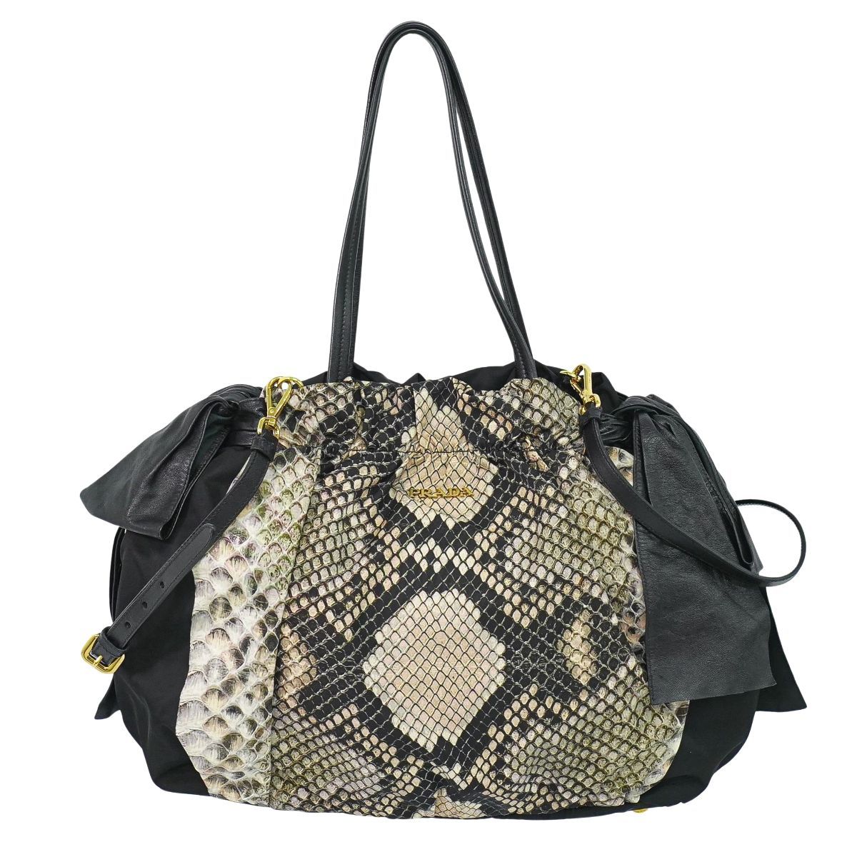 本物 プラダ PRADA パイソン柄 2WAY ショルダーバッグ ハンドバッグ 