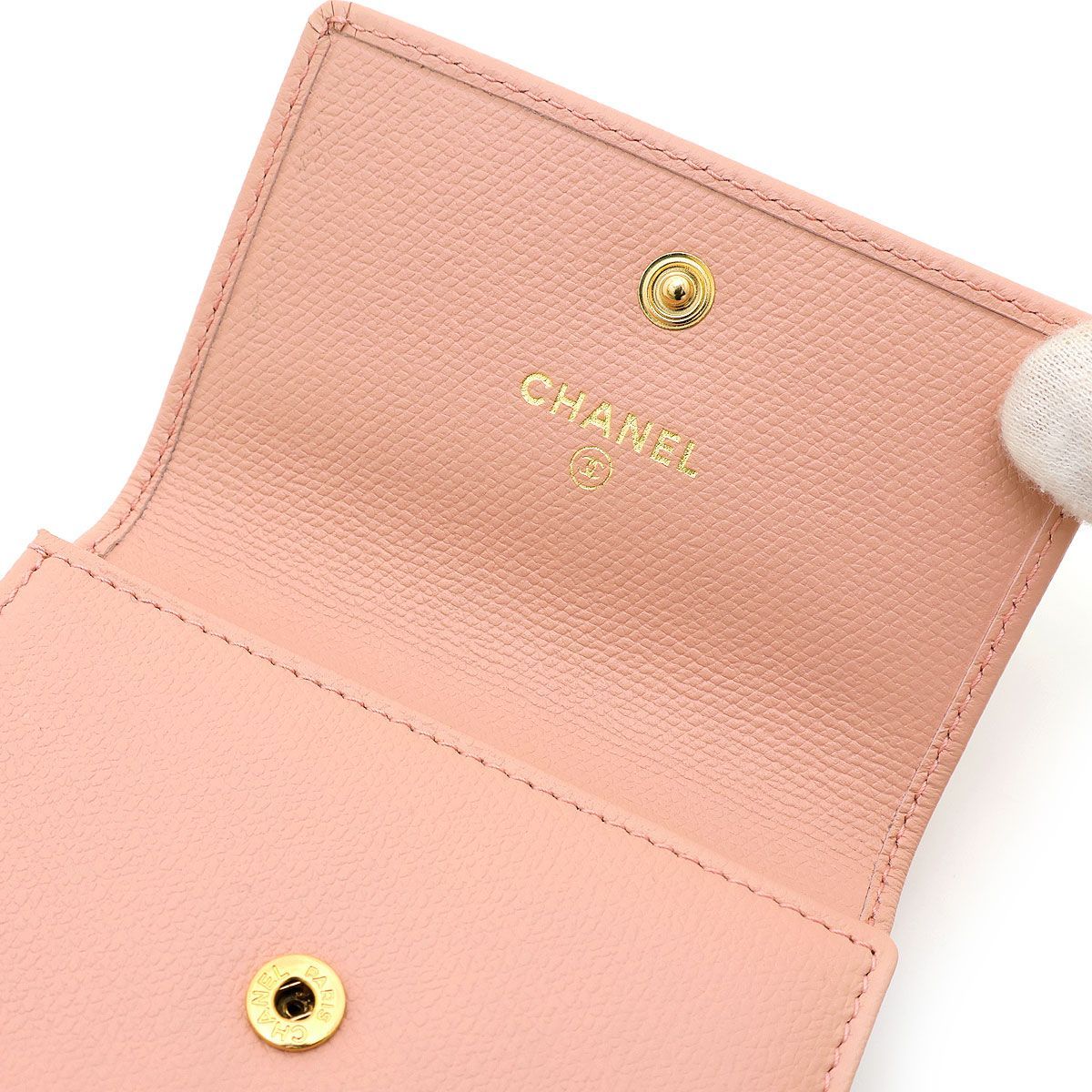 良品 】CHANEL シャネル 二つ折り財布 ココボタン Wホック フラップ 