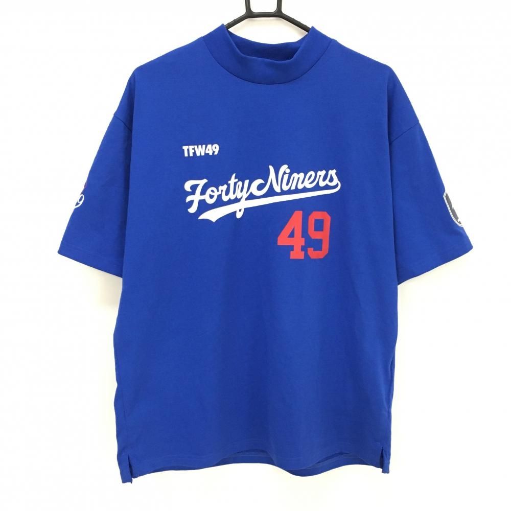 超美品】TFW49 半袖ハイネックシャツ ブルー SANRISE ロゴプリント