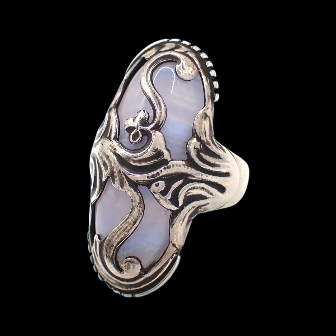 レア Georg Jensen ジョージジェンセン #18 リング ブルーカルセドニー