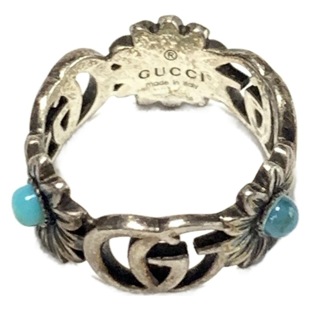 レディース GUCCI(グッチ) リング 13 ダブルG シルバー×ターコイズ×マルチ