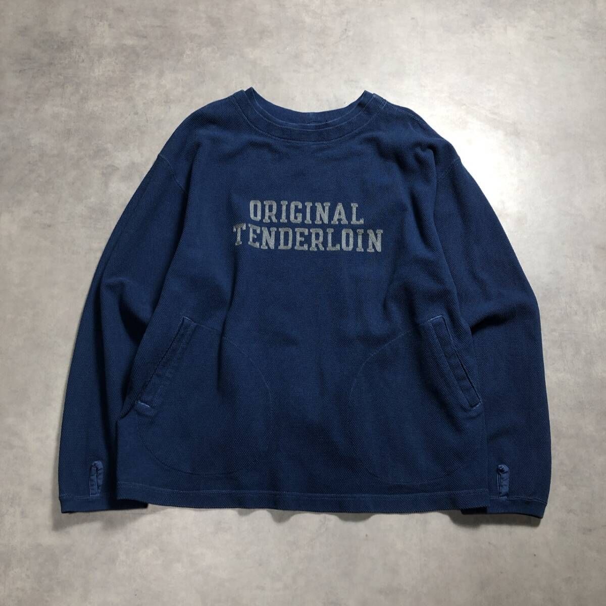 GQ4912◇TENDERLOIN : MOSS STITCH SWEAT◇L◇BLUE K-Seven