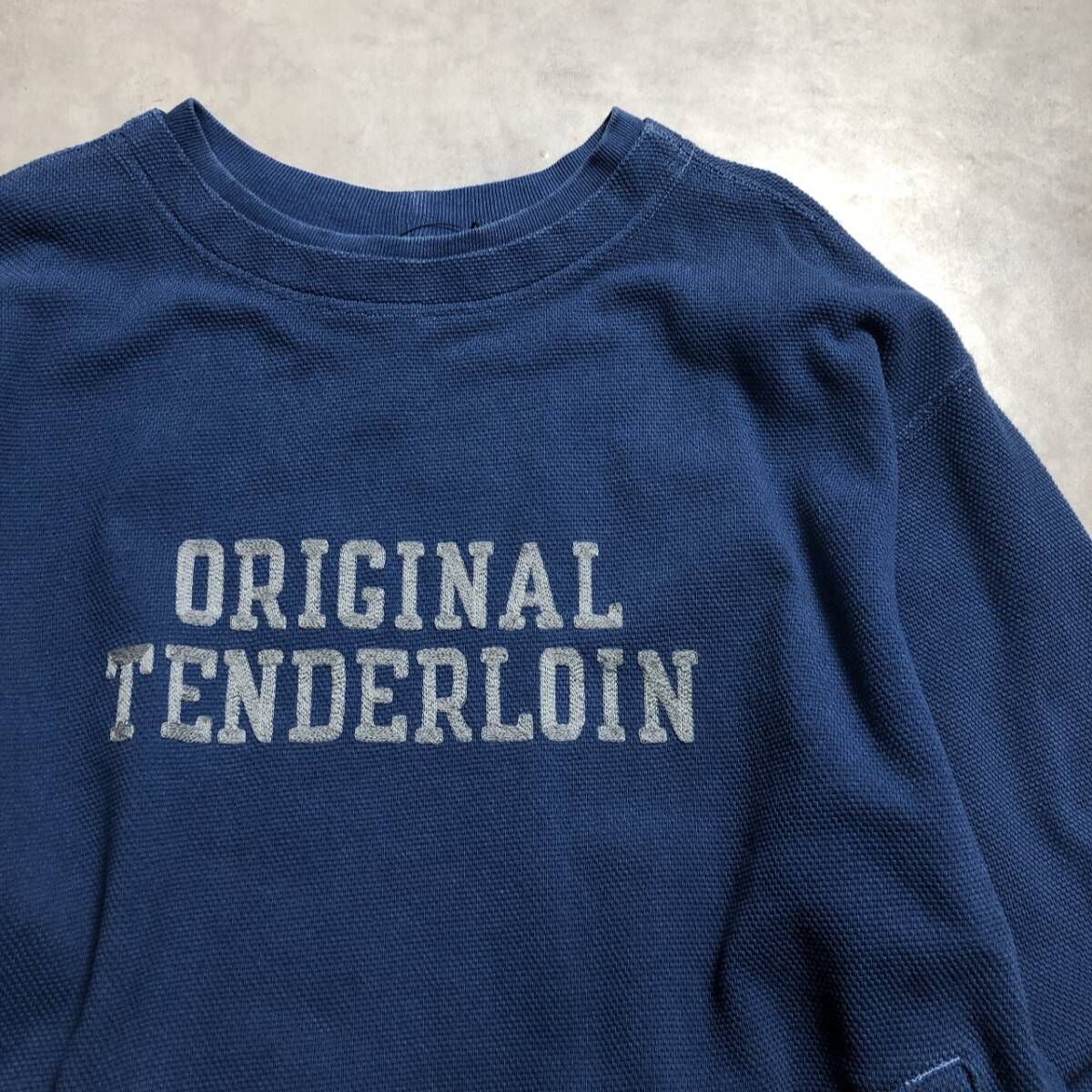GQ4912◇TENDERLOIN : MOSS STITCH SWEAT◇L◇BLUE K-Seven