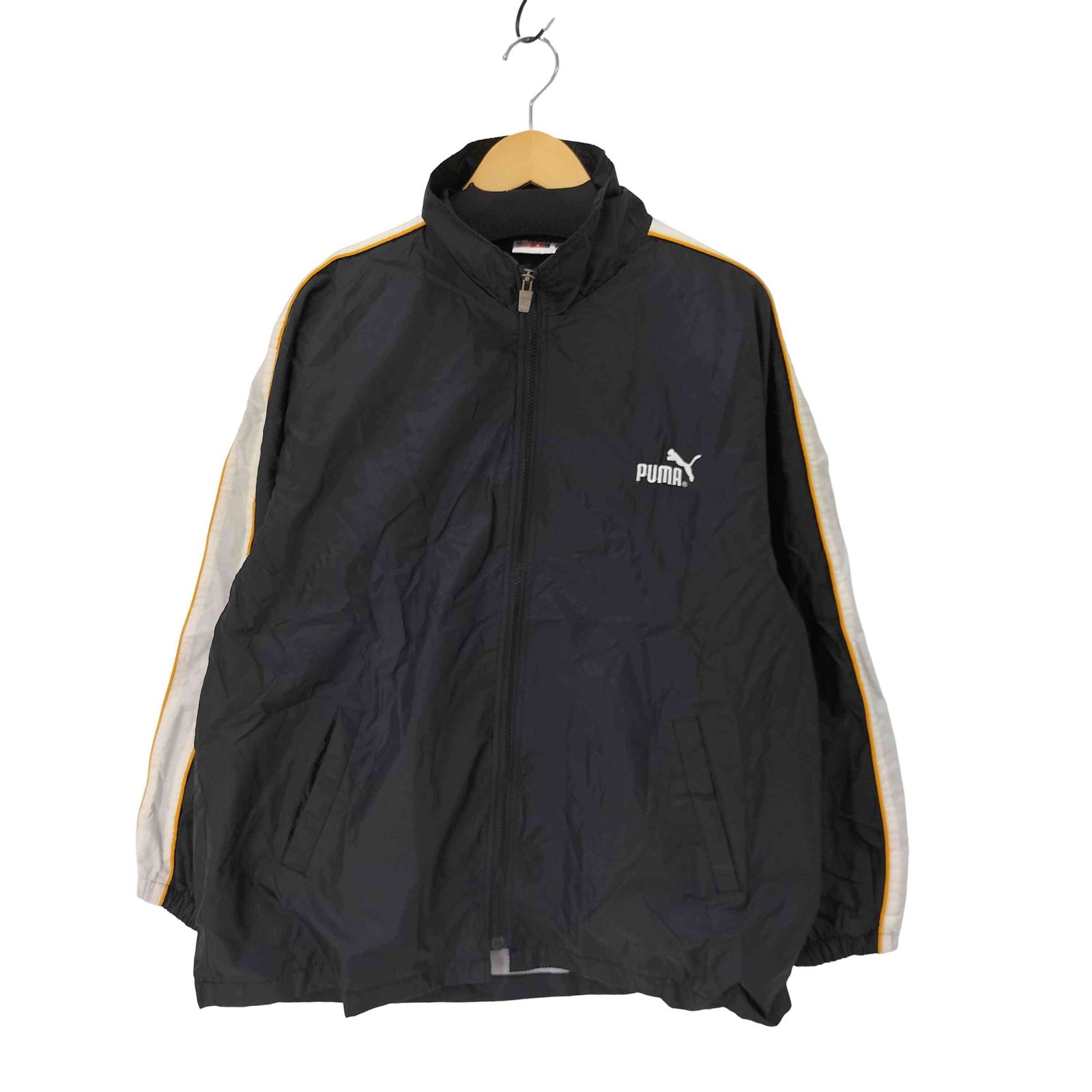 90's プーマ PUMA ナイロンジャケット M 紺 ネイビー ワンポイント