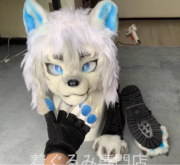 狼 マスク 着ぐるみ ヘッド 全頭 ヘッド ケモノ ファースーツ