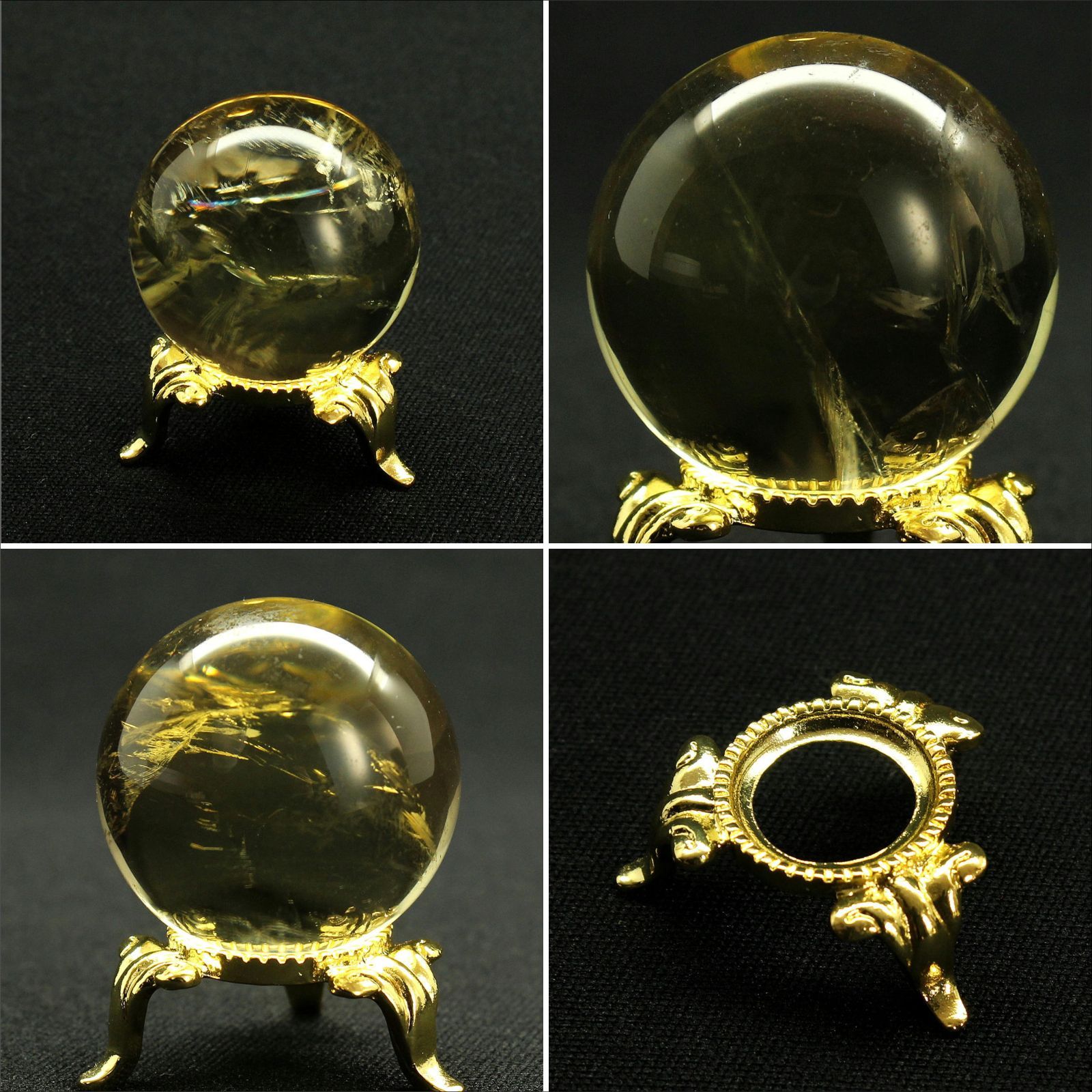  透明感あふれる黄金の天然石 シトリン スフィア 約35mm 59g GHSU5 台座付き 丸玉 天然石 パワーストーン 金運 繁栄 成功 癒し インテリア プレゼント ギフト 京海堂 天然石の卸 京の蔵 壁面収納 置物 インテリア小物
