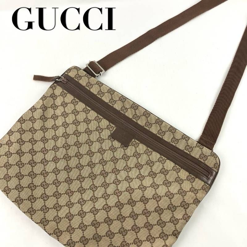 GUCCI グッチ ショルダーバッグ GGキャンバス ロゴプレート 肩掛け 