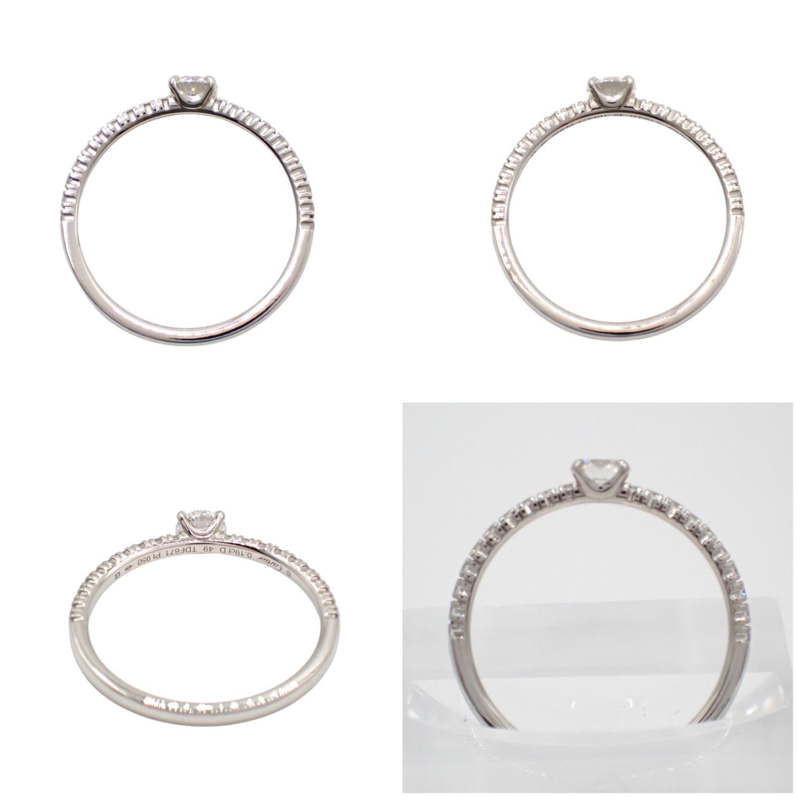 新品同様　カルティエ　ダイヤ1石 Ptウェディングリング #49 新品仕上げ済み 新品仕上げ済み Cartier カルティエ 0.19ct エタンセル ドゥ