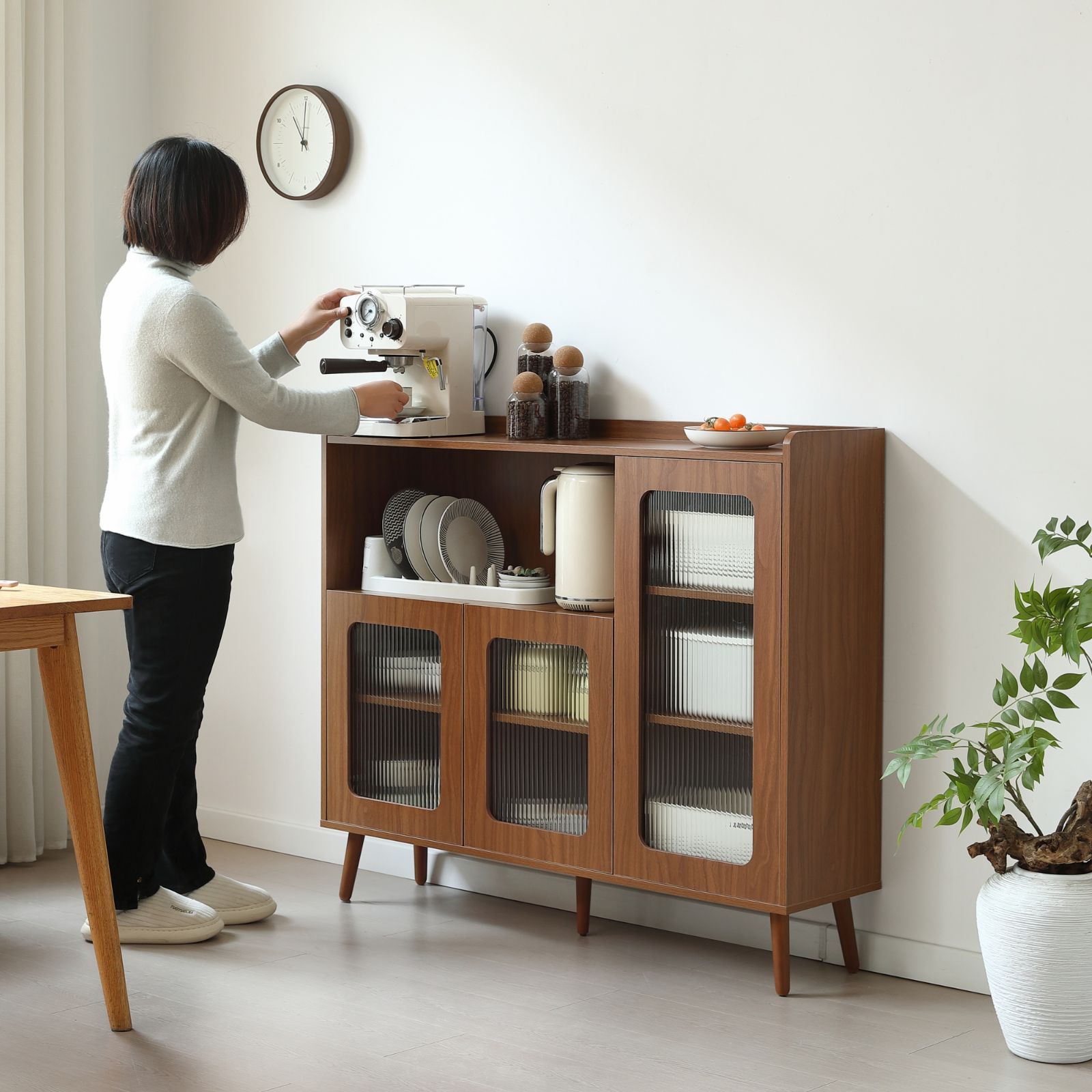 薄型収納】キャビネット サイドボード 奥行30cm 幅120cm 収納棚 食器棚 