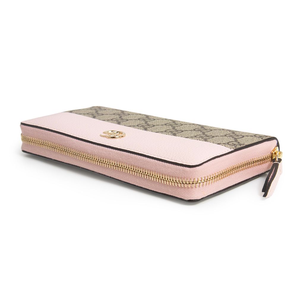 GUCCI GGキャンバス 財布 グッチ 456117 ダブルG バイカラー ジップアラウンドウォレット レザー