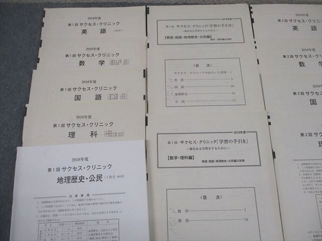 河合塾 2018年度 第1/2回 サクセス・クリニック 英語/数学/国語/理科