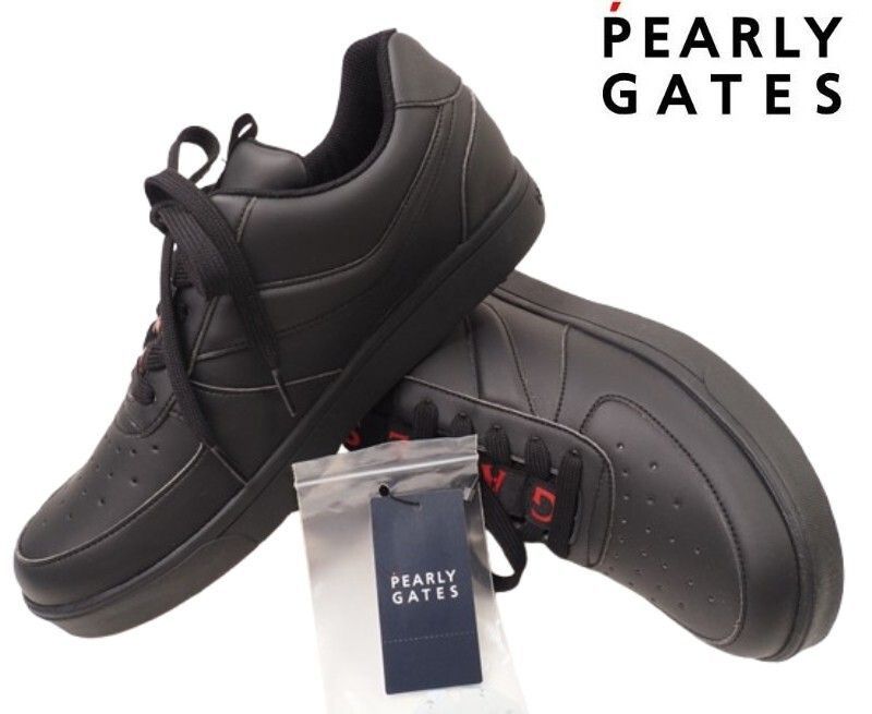 Brand new list price 35200 yen PEARLY GATES Pearly Gates eco leather soft spike golf shoes 26.5 cm dark blue (120) with storage bag