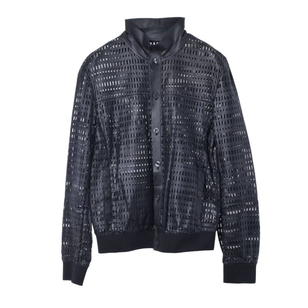EMPORIO ARMANI パンチング メッシュ レザー ブルゾン ジャケット