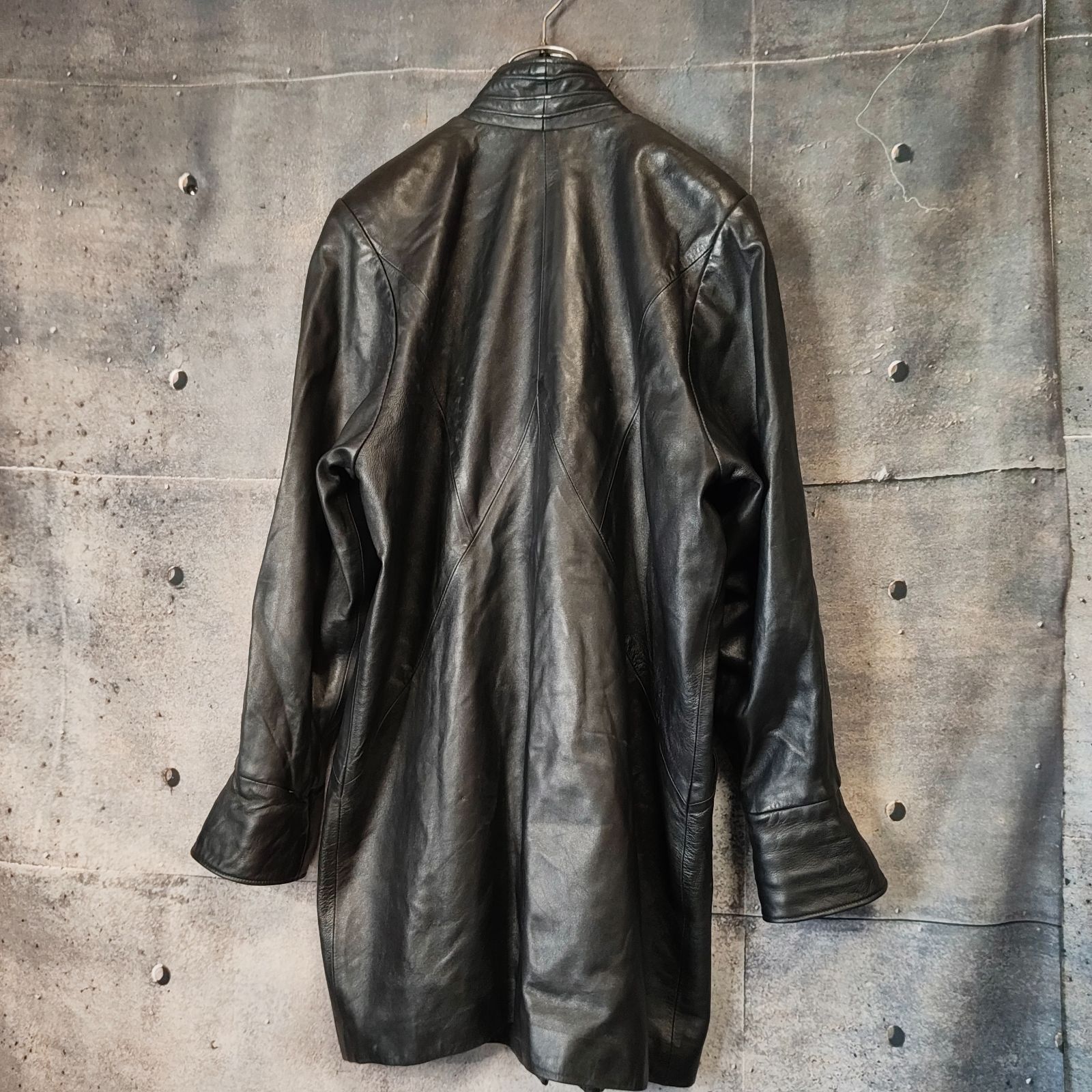 希少 80s 羊革 レディース仕立て プリーツ デザイン レザー ハーフ