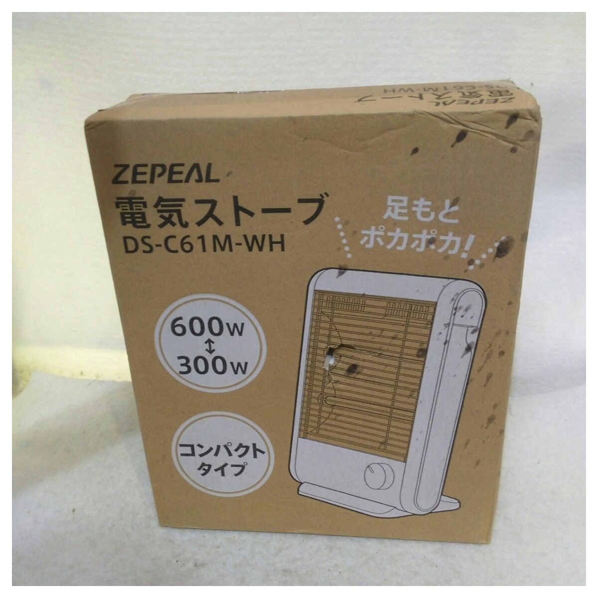 中古】箱ダメージあり ZEPEAL 電気ストーブ 600W DS-C61M-WH ホワイト 