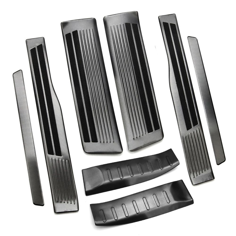 三菱 デリカミニ BA系/日産 ルークス BB系 304 スカッフプレート ラゲッジステップガード ブラック 8枚 (トクトヨ)Tokutoyo