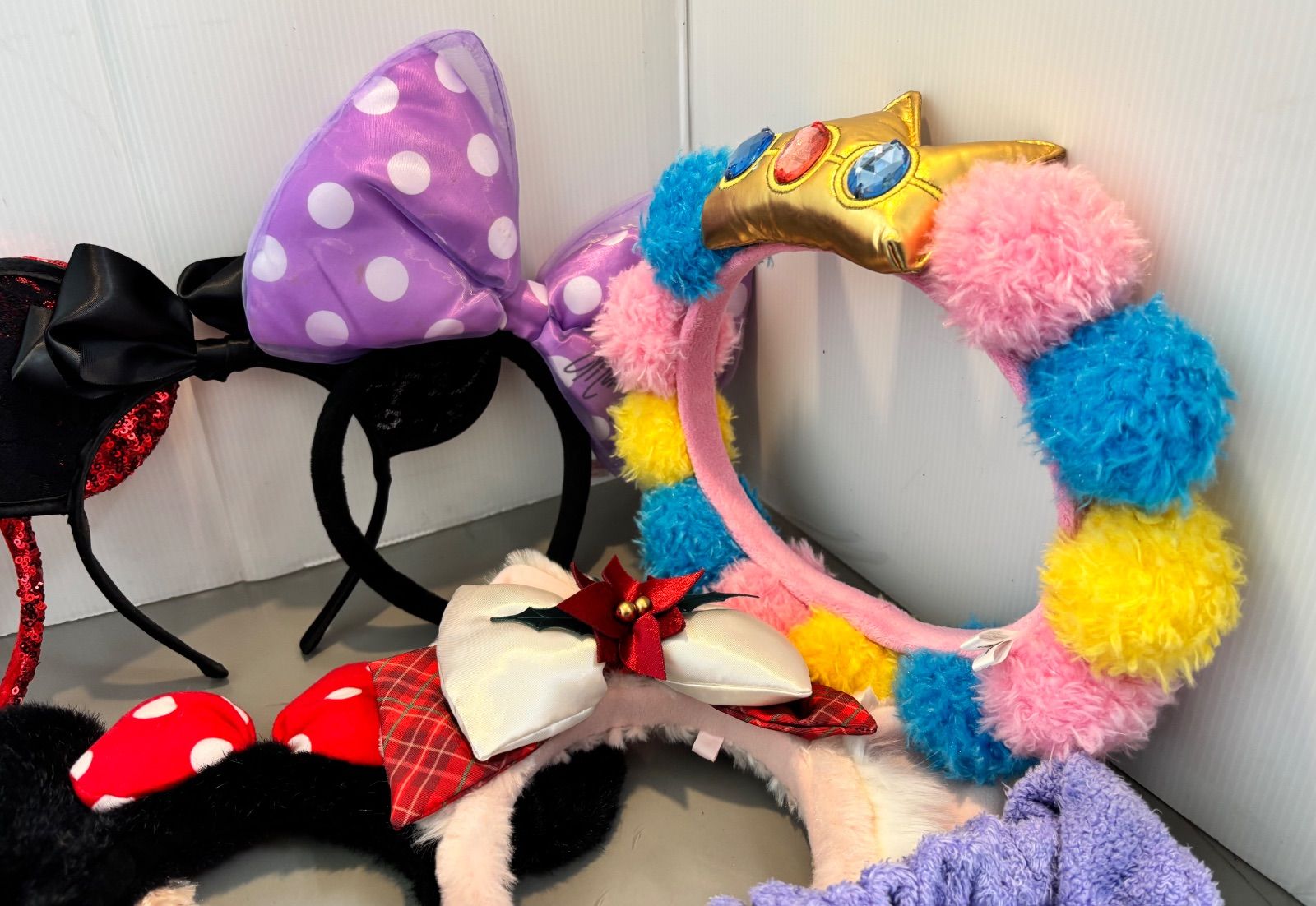 ディズニーカチューシャセット ミニー耳付きヒョウ柄フリース帽子 