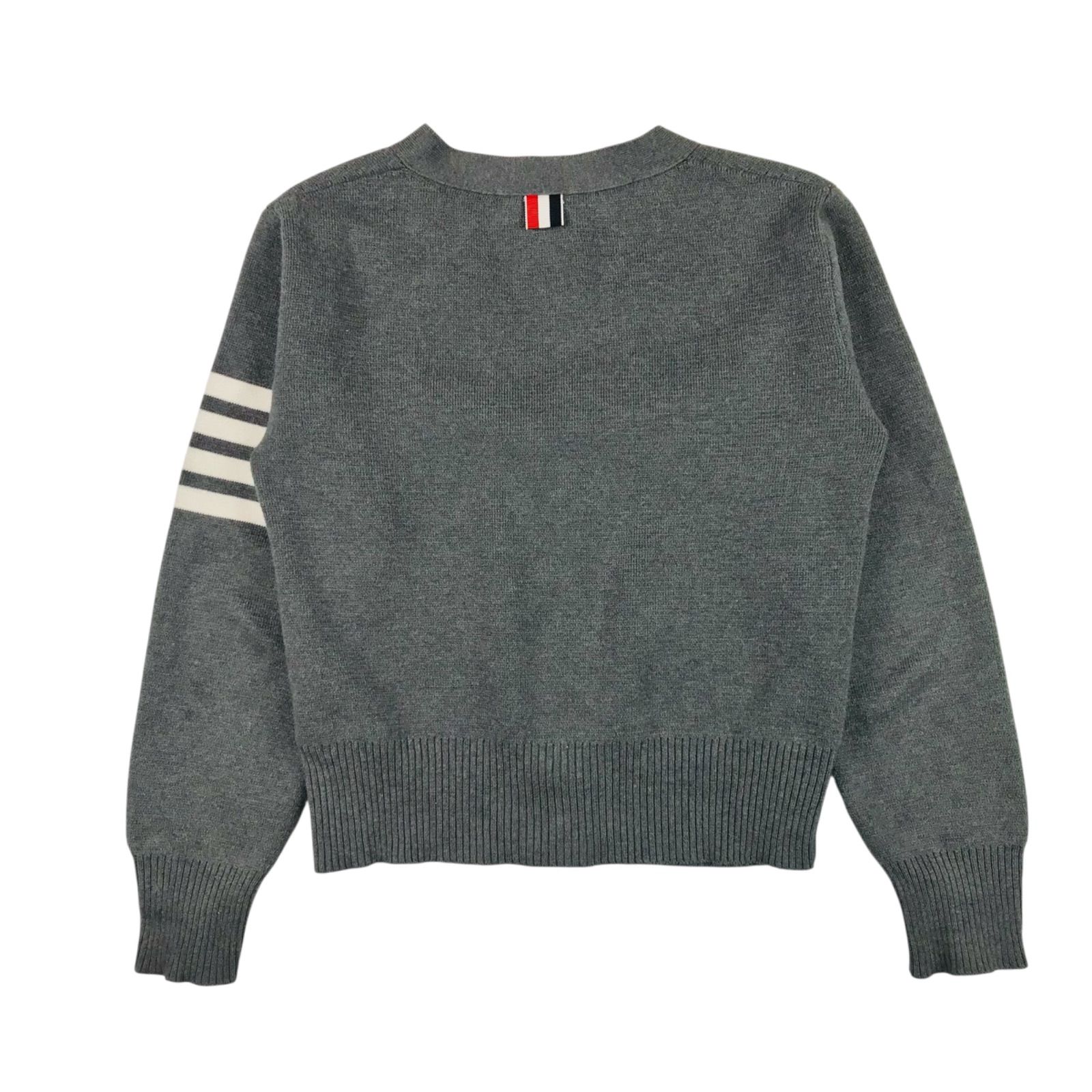 THOM BROWNE☆トムブラウン・キッズ ミラノステッチ 4BAR Vネック