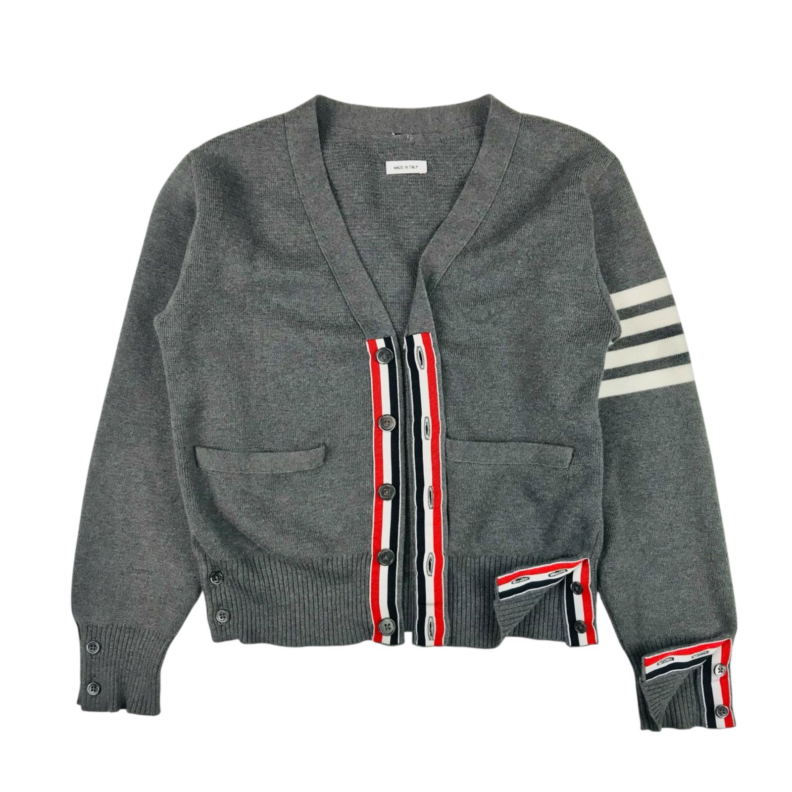 THOM BROWNE☆トムブラウン・キッズ ミラノステッチ 4BAR Vネック
