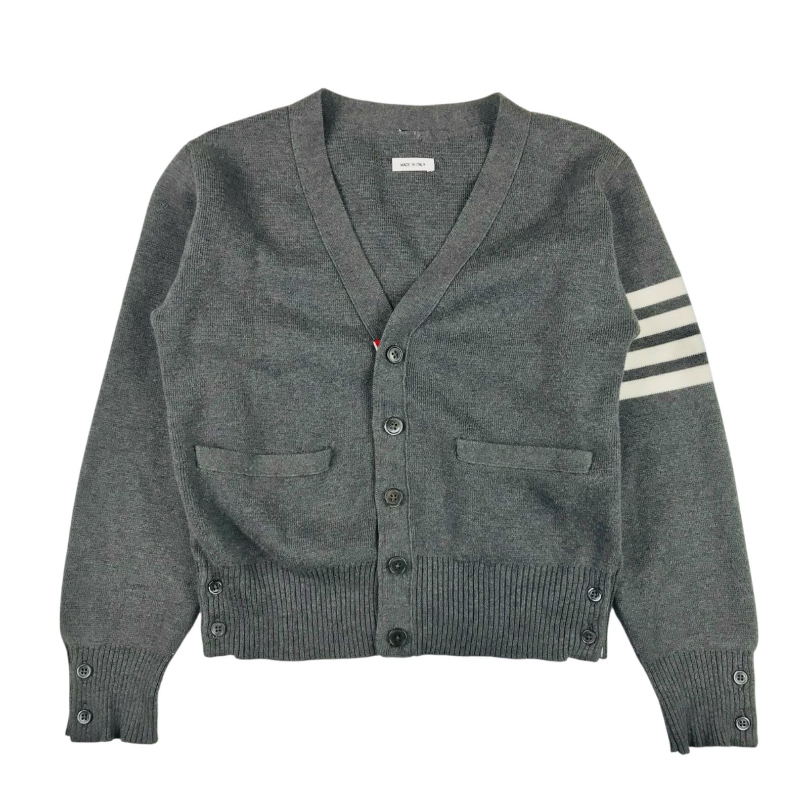 THOM BROWNE☆トムブラウン・キッズ ミラノステッチ 4BAR Vネック