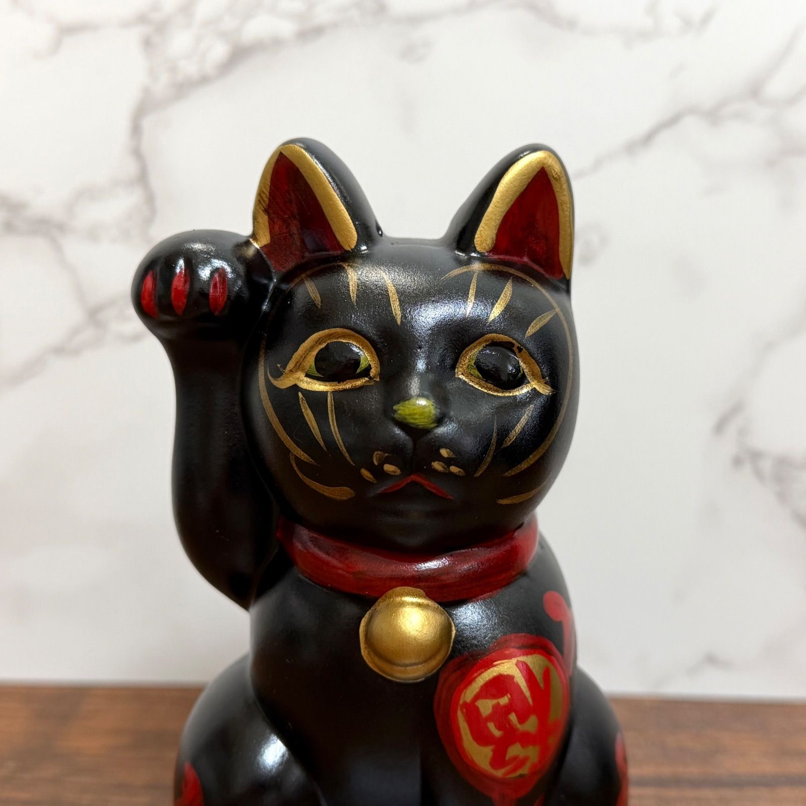 縁起物 瀬戸 招き猫 招き猫 13cm 千両猫 左手白猫日本製 瀬戸焼神具