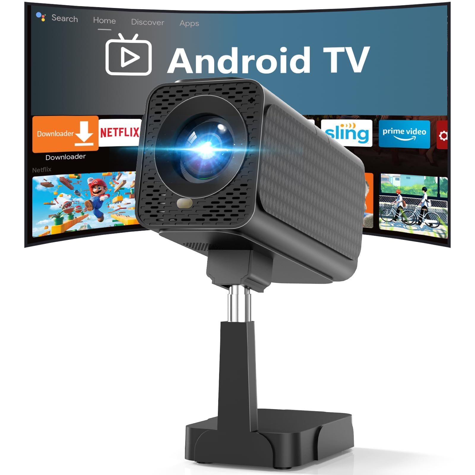 プロジェクター 天井投影 25000LM AndroidTV 小型 4K対応 防犯・セーフティ 【2026最新Android TV ＆搭載電動フォーカス＆自動