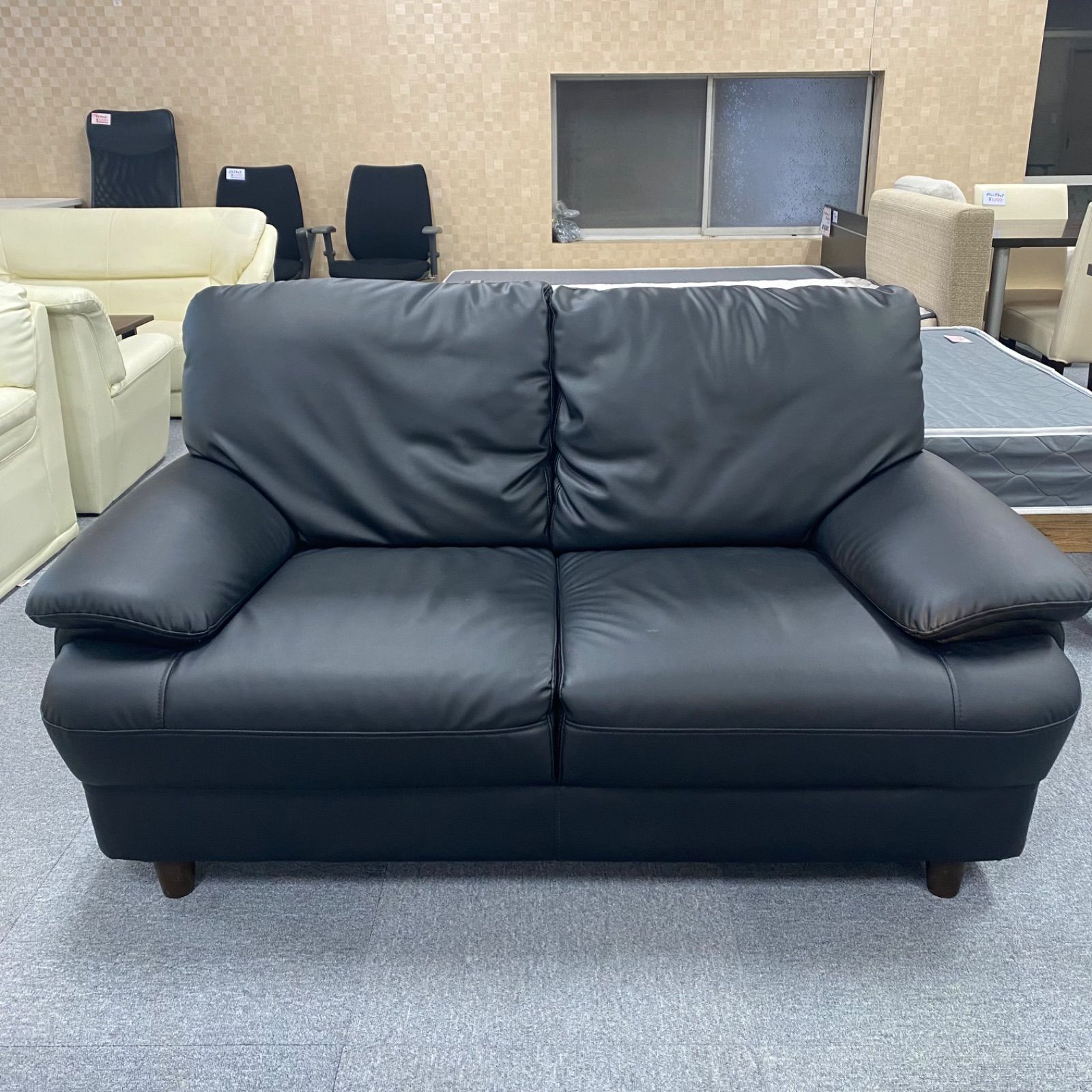 いぬさま】引取限定‼◇中古◇格安◇訳アリ◇高級◇合成皮革◇二人掛け 