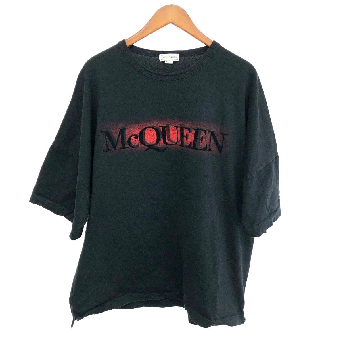 ALEXANDER MCQUEEN アレキサンダーマックイーン ロゴ半袖カットソー サイズ:L     ブラック メンズ / 240001192689 ALEXANDER MCQUEEN アレキサンダーマックイーン ロゴ半袖カットソー