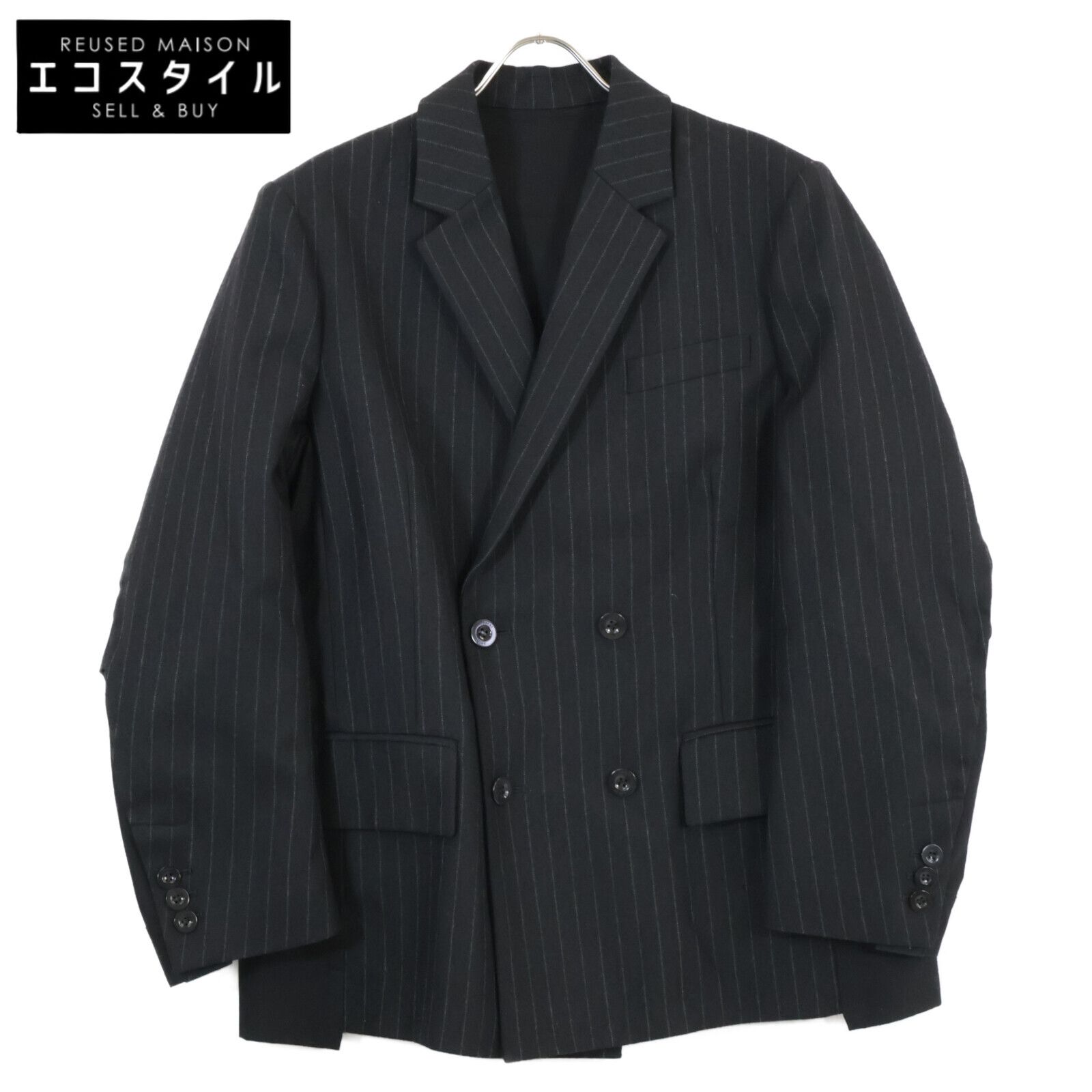 sacai サカイ 24-03478M ﾌﾞﾗｯｸ ﾁｮｰｸｽﾄﾗｲﾌﾟ ｼﾞｬｹｯﾄ 1 sacai Chalk