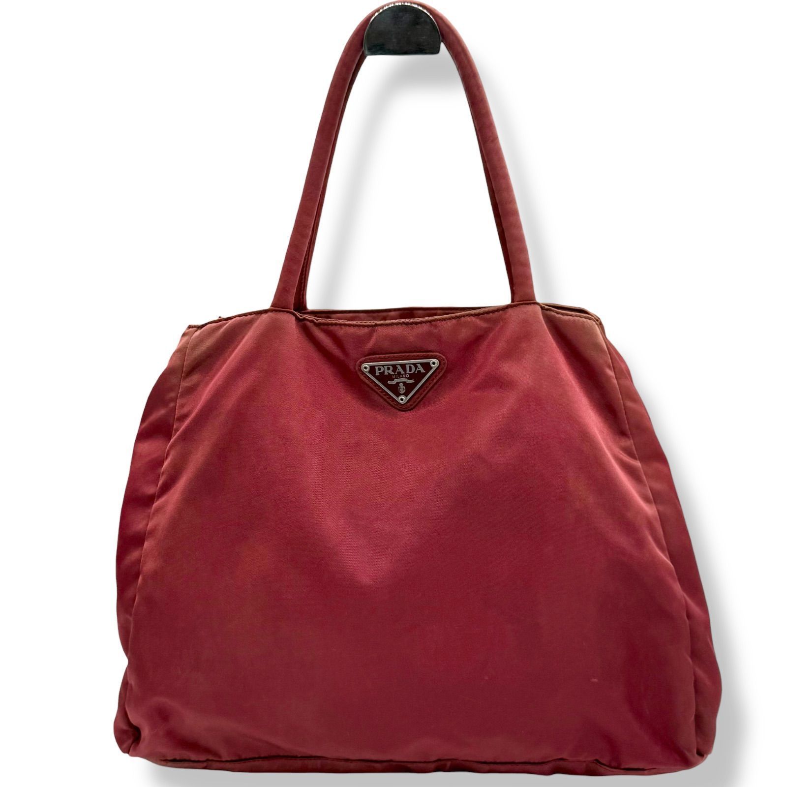 プラダ PRADA トートバッグ レッド 三角ロゴ ナイロン ハンドバッグ