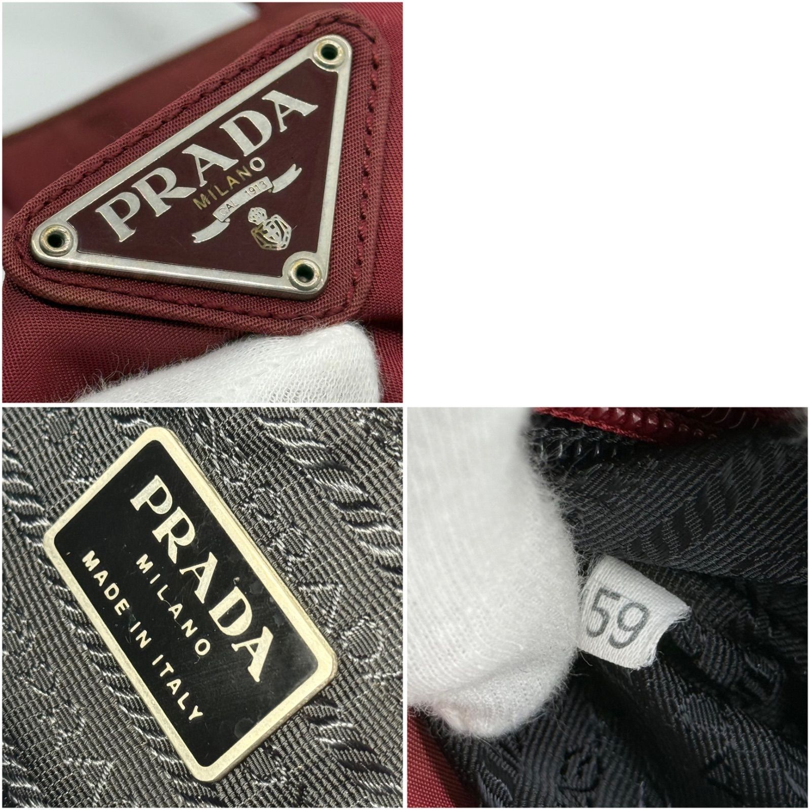 プラダ PRADA トートバッグ レッド 三角ロゴ ナイロン ハンドバッグ
