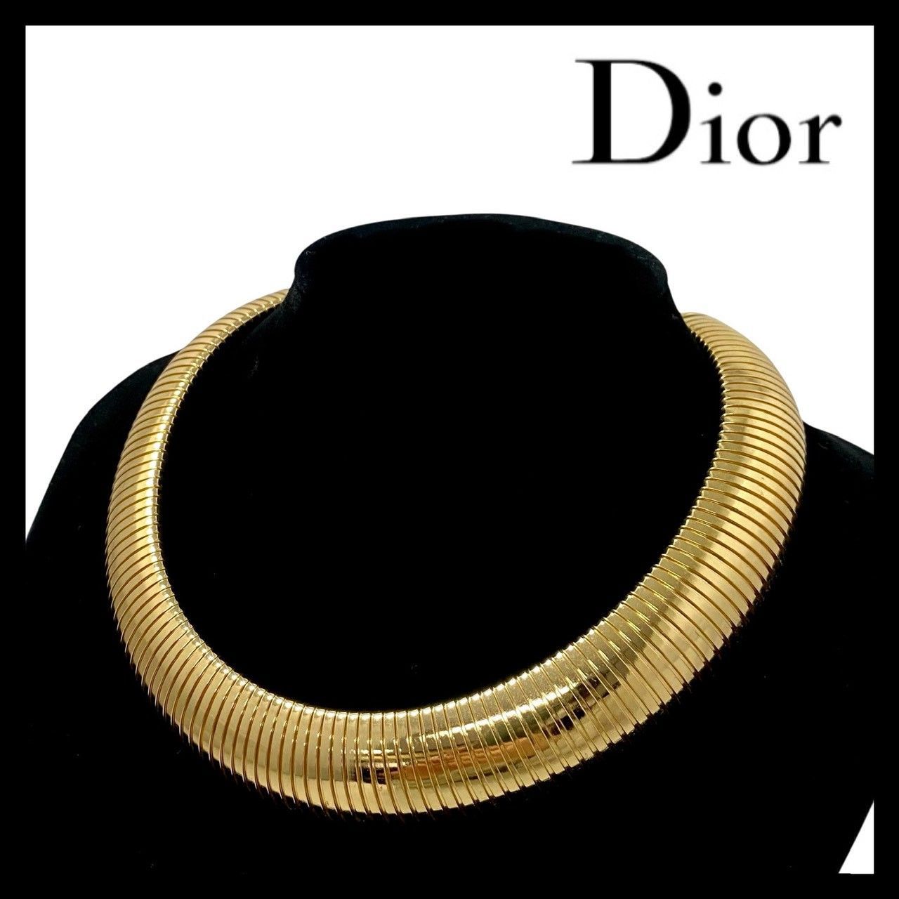 M【Dior】チョーカー ゴールド/金カラー ヴィンテージ ネックレス 