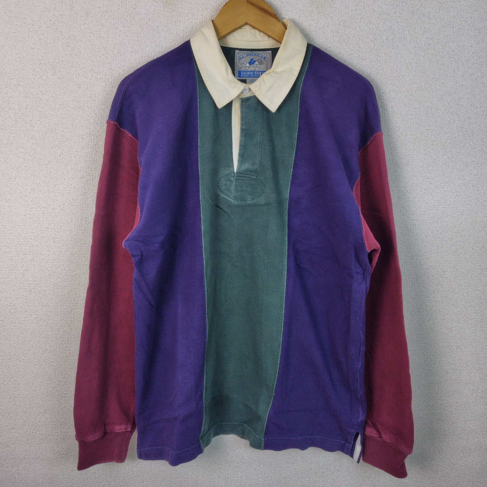 90s LANDS' END US製 ランズエンド ラガーシャツ マルチカラー Mサイズ