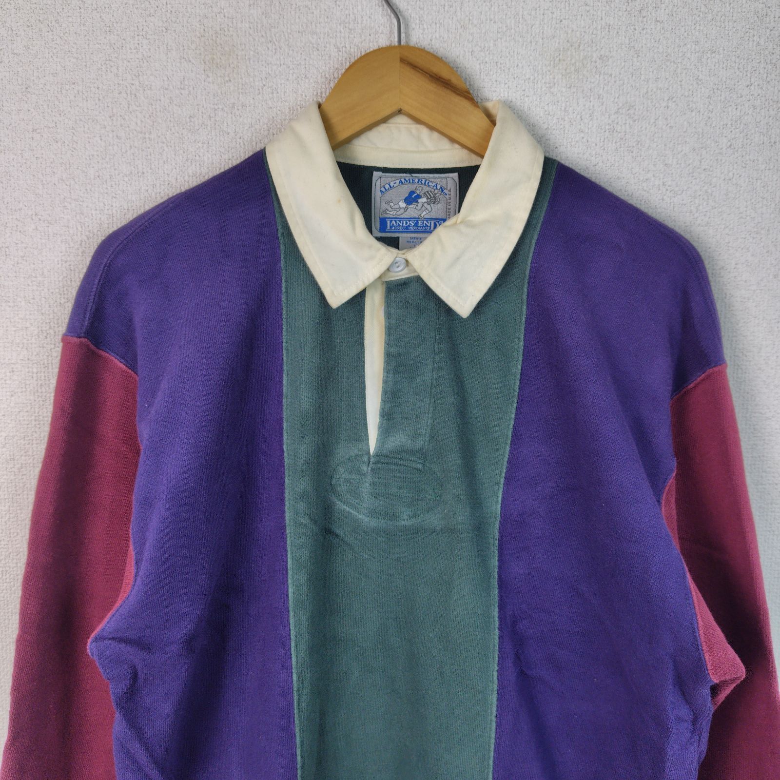 90s LANDS' END US製 ランズエンド ラガーシャツ マルチカラー Mサイズ