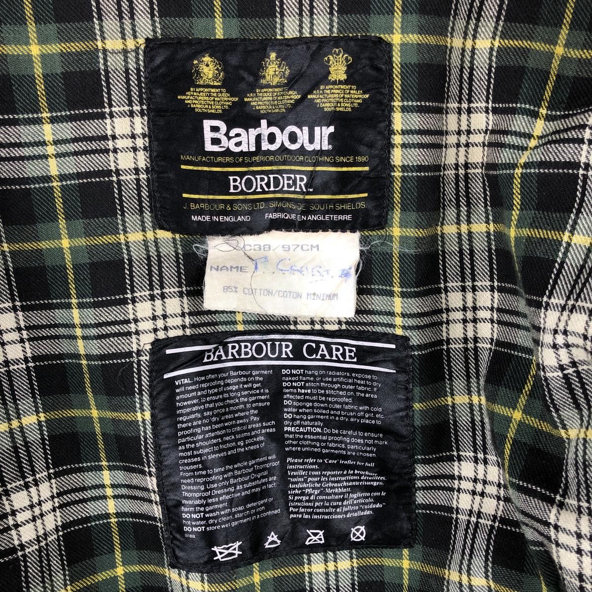 古着 80~90年代 バブアー Barbour BORDER ボーダー 旧3ワラント