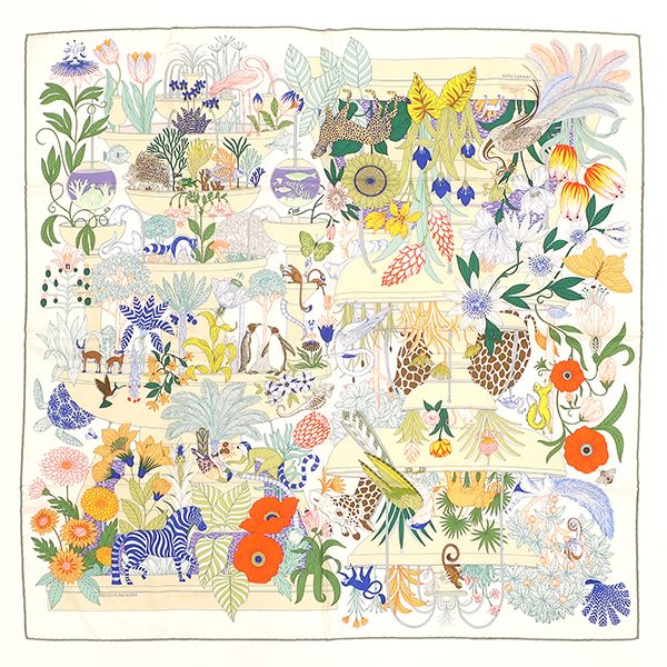 エルメス HERMES スカーフ カレ90 CARRE シルク ホワイト×ヴェール