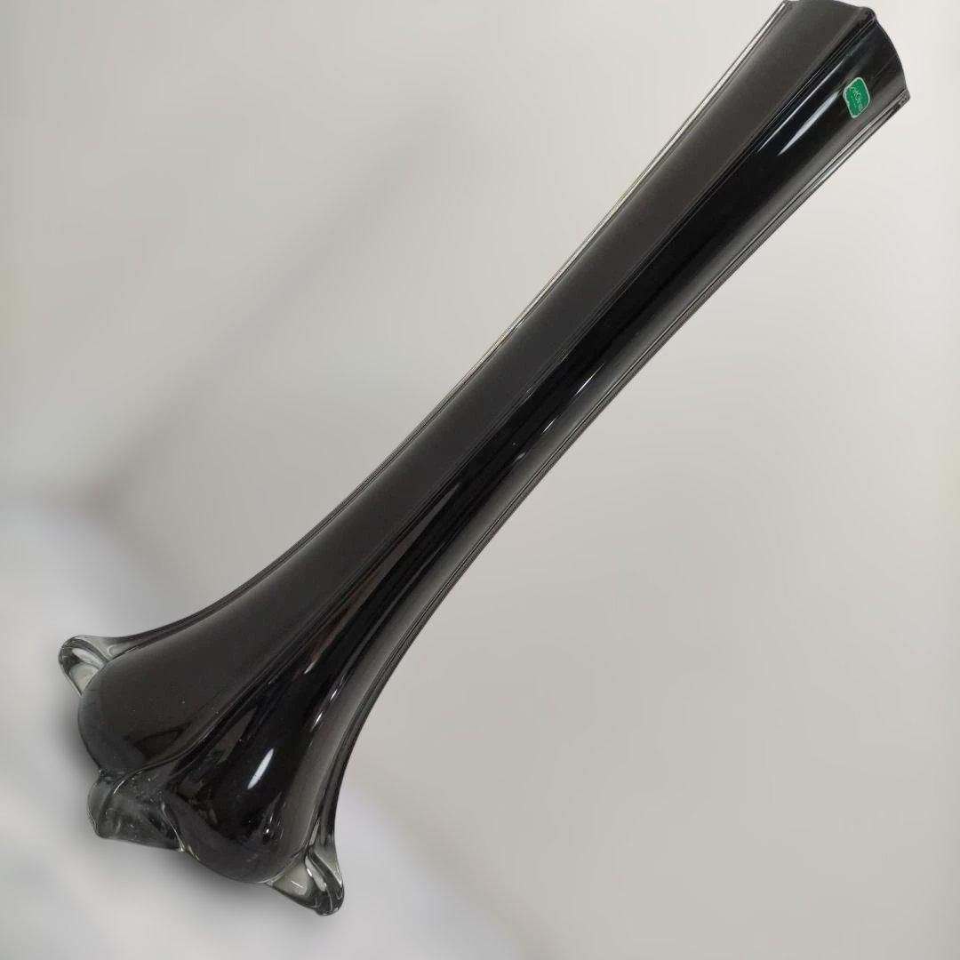 ブラック ブラック アートガラス 花瓶 ロングベース 高さ約51.5cm 大型
