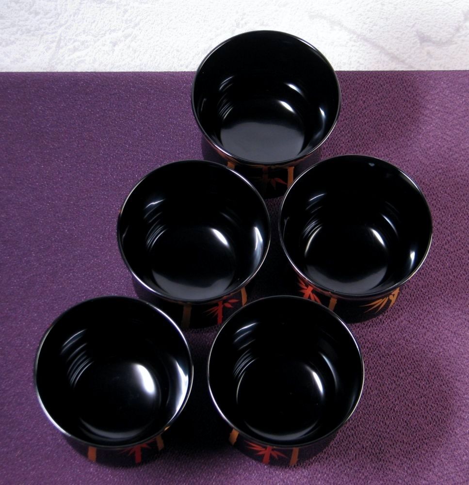 美術品/アンティーク 輪島塗 杵形吸物椀5客 高さ：9.3cm 美品 共箱/26c010