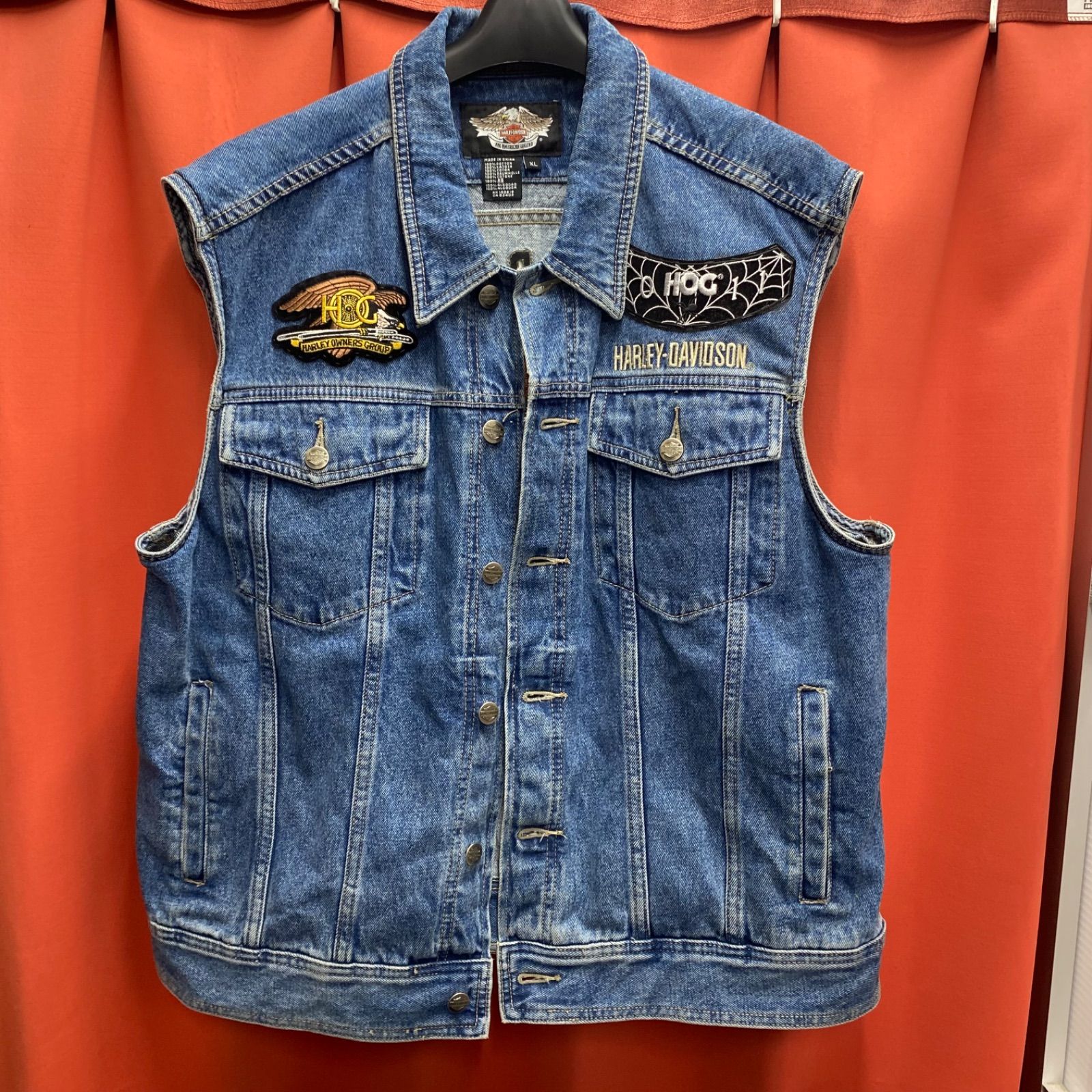 Harley-Davidson デニムベストGジャン ロゴ刺繍 メンズ HARLEY DAVIDSON ハーレーダヴィッドソン ベスト デニム Gジャン
