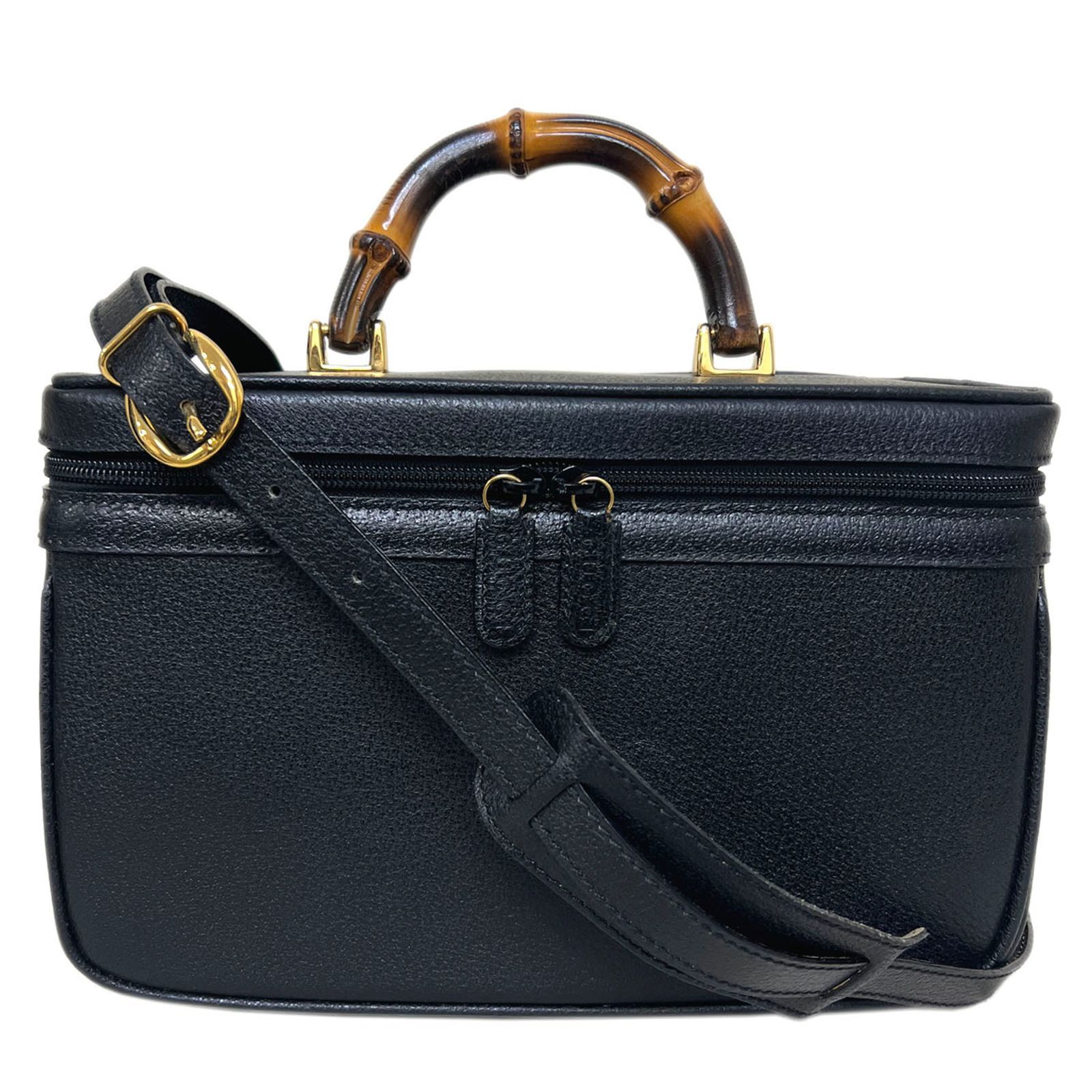 良品 極希少！Gucci バニティ2way バンブー レザーショルダーバッグ 